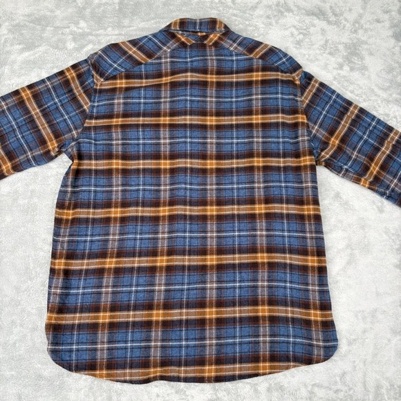 Pendleton Men's Flannel Medium Blue Brown Plaid Button Down Shirt - Picture 6 of 16